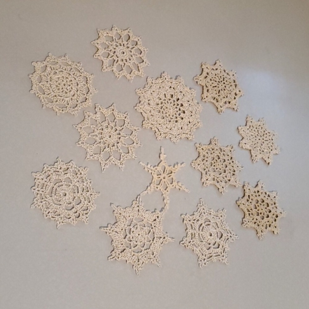 12 Crochet Snowflake Ornaments ❄️